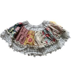 Mudpie- stretch waist - ruffle patchwork skirt- little girls 4T boho cotton